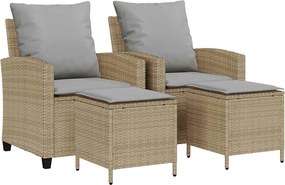 vidaXL 4 részes bézs polyrattan kerti ülőgarnitúra párnákkal