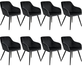 tectake 404053 8 marilyn bársony kinézetű szék, fekete színű - fekete