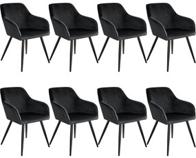 TecTake GmbH 404053 marilyn bársony hatású székek - fekete, 8 darabos készlet
