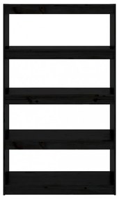 fekete tömör fenyőfa könyvszekrény/térelválasztó 80x30x135,5 cm