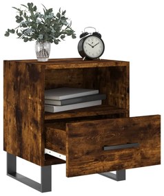 2 db füstös tölgy színű szerelt fa éjjeliszekrény 40x35x47,5 cm