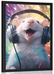 Plakát patkány fülhallgatóval