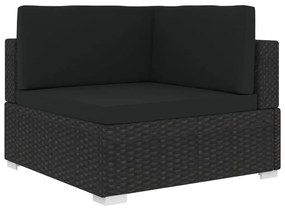 vidaXL 1 db fekete polyrattan moduláris sarokfotel párnákkal