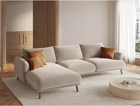 Bézs bársony sarokkanapé (bal oldali-heverő résszel) Naomi – Micadoni