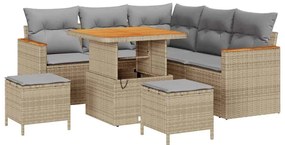 vidaXL Kerti Kanapé Szett 8 pcs Bézs polirattan