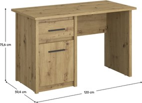 Számítógépasztal 1D1S/120, artisan tölgy, AIRON