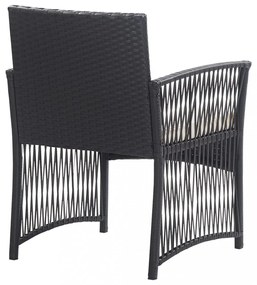 4-részes fekete kerti polyrattan bútorszett párnákkal