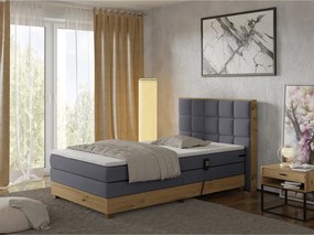 Elektromos állítható ágy, boxspring, sötétszürke/artisan tölgy, 120x200, TIANA