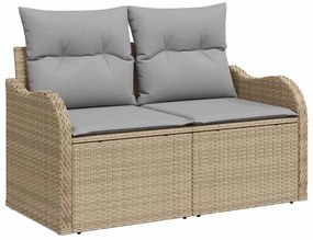 Kerti Kanapé Szett 11 pcs bézs és világosszürke Poli rattan