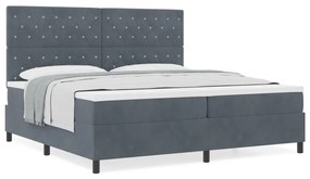 Boxspring Ágy Mattal Sötétszürke 200x200 cm Bársony