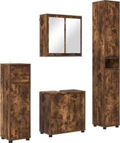 vidaXL Fürdőszoba bútor szett fiókkal 4 pcs Füstölt tölgy Faanyag
