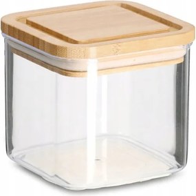 Műanyag tároló tégely bambusz fedéllel, 500 ml