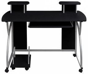 Fekete szerelt fa számítógépasztal 110 x 52 x 88,5 cm