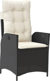 vidaXL fekete polyrattan dönthető kerti szék párnával