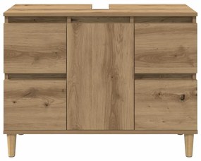 kézműves tölgy színű szerelt fa mosdószekrény 80 x 33 x 60 cm