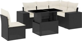 vidaXL 6 részes fekete polyrattan kerti ülőgarnitúra párnákkal