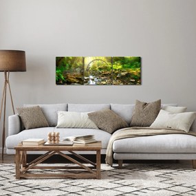 Egy folyó zöld erdőben képe (órával) (90x30 cm)