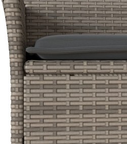 3 részes szürke polyrattan/üveg bisztrógarnitúra párnákkal