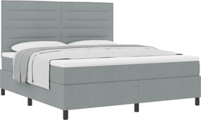 vidaXL Boxrugós ágy matracmal Világosszürke 180 x 200 cm szövet