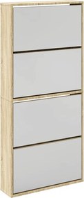 vidaXL 4 szintes tükrös tölgy cipőszekrény 63 x 17 x 134 cm