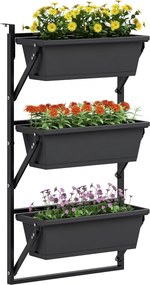 Outsunny 3-Pieces Virágcserép Ültető, Lyukakkal, 56x42 cm-es Növénytartó, Négyzet alakú Műanyag Virágcserép Paradicsomhoz és Virágokhoz, Növénytartó K