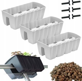 3x DCRO600 korláttartó doboz, erkély kaspó keramzit 5l