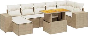 vidaXL 8 részes bézs polyrattan kerti ülőgarnitúra párnával