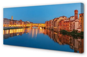 Canvas képek Olaszország folyami hidak épületek éjszaka 120x60 cm