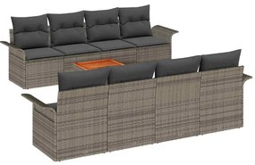 vidaXL Kerti Kanapé Szett párnával 9 pcs Szürke polirattan