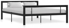 Fekete és fehér fém ágykeret 120 x 200 cm