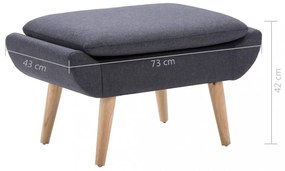 sötétszürke szövet kárpitozású lábzsámoly 73 x 43 x 42 cm