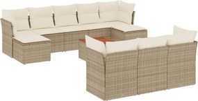 vidaXL 11 részes bézs polyrattan kerti ülőgarnitúra párnákkal