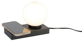 Fekete asztali lámpa érintéssel és indukciós töltővel - Janneke