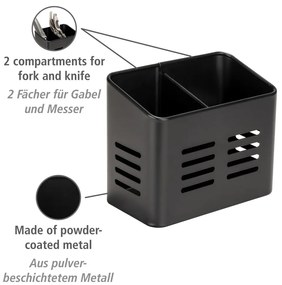 Fém evőeszköz és szalvéta tartó szett 2 db-os Black Outdoor Kitchen Baco – Wenko