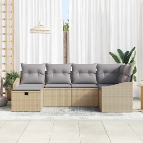 Kerti Kanapé Szett 6 pcs Bézs 55 x 62 x 69 cm Poli rattan