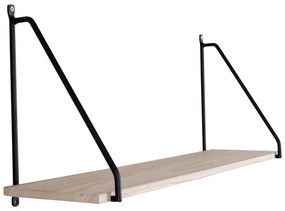 Arnhem polc, natúr fa polc, fekete keret 65x17 cm