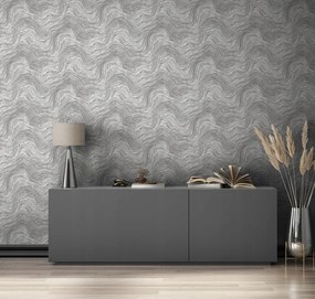 Szürke Fali Tapéta Dekoratív Vinil Mintával A Flizelinen