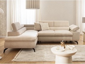 Bézs zsenília sarokkanapé (bal oldali-L alakú) Marbeya – Ropez