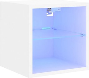 vidaXL fehér falra szerelhető TV-szekrény LED-lámpákkal 30x28,5x30 cm