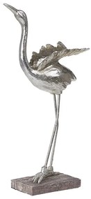 Ezüst Színű Madár Formájú Dísz 60 cm CRANE Beliani