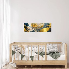 Kép - Festmény arany virágok (órával) (90x30 cm)