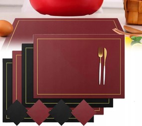 8 Db-os Alátét Szett Asztal Tányér Bőr Vízálló Szett