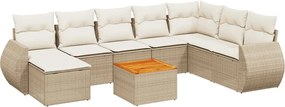 vidaXL 9 részes bézs polyrattan kerti ülőgarnitúra párnákkal