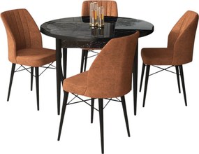 Rox étkezőgarnitúra, fekete márvány-téglavörös, 90 cm