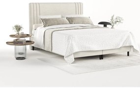 Bézs kárpitozott ágyneműtartós franciaágy 180x200 cm Musca – Maison de Rêve