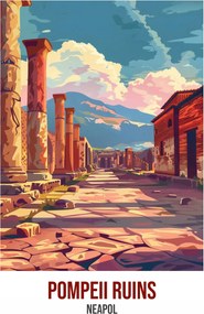 Poszter 50x70cm Pompeii Ruins, Nápoly