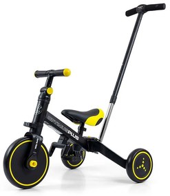 Gyerek háromkerekű bicikli 4az1-ben Milly Mally Optimus Plus tolókarral black