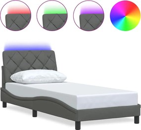 vidaXL sötétszürke szövet ágykeret LED-es matrac nélkül 80x200 cm