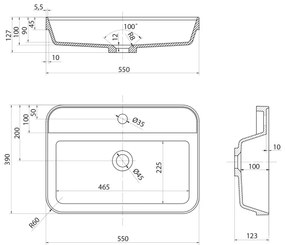 Sapho - Süllyesztett mosdó 55x39 cm kerámia/fehér