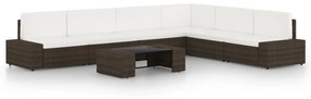 vidaXL 7 részes barna polyrattan kerti ülőgarnitúra párnákkal